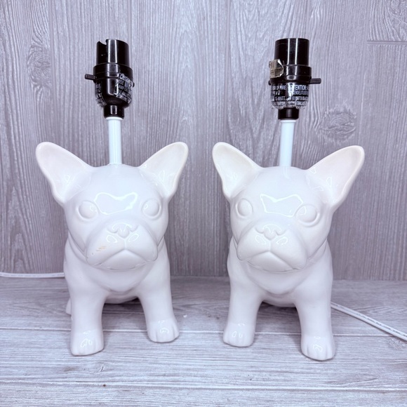 Target French bulldog cermic white lamps 2015/2016 one repairs as shown lights - Picture 13 of 15